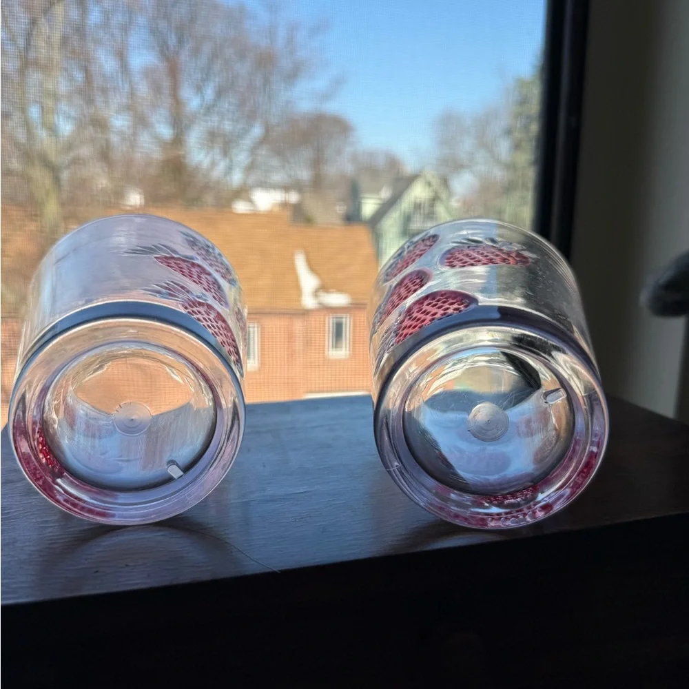 Set of Two Clear Strawberry Plastic Cups